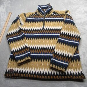 Cody James Sweater Mens‎ Medium Blue Aztec Fuzzy Southwestern 1/4 Zip Pullover